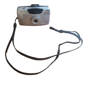 Canon Sure Shot 65 Zoom 35mm Film Camera Silver 38-65mm Lens with Strap WORKS